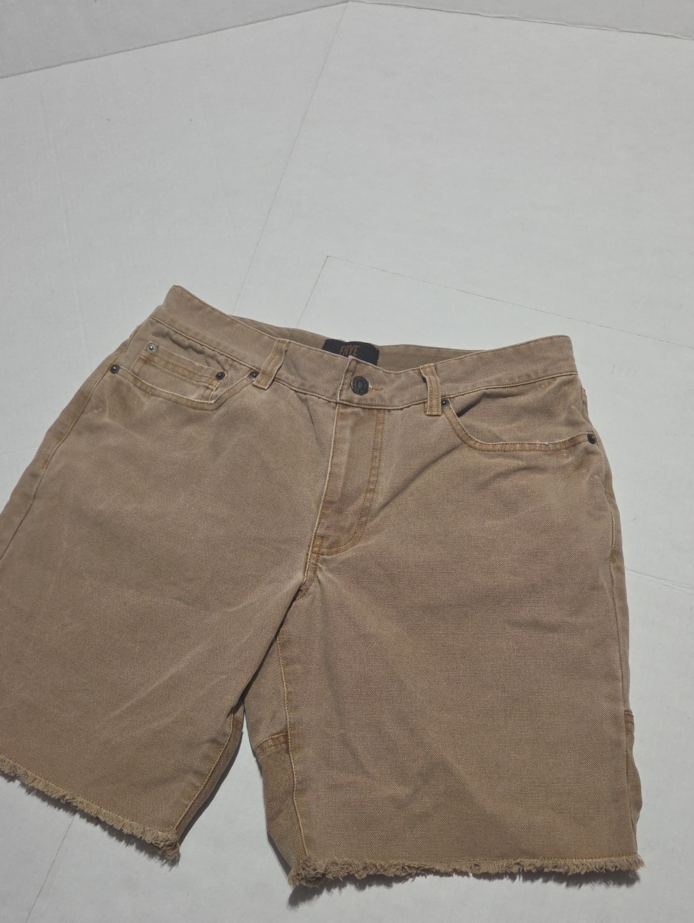 Frye Brown Canvas Shorts with Branded Waist Label